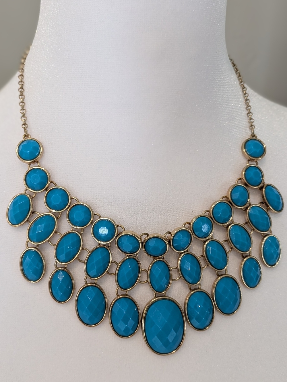 Gold-Tone Turquoise Bib Necklace - Women Jewelry